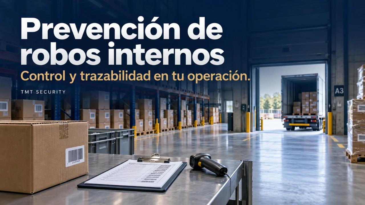 Almacén con el título Prevención de robos internos y mensaje sobre control y trazabilidad